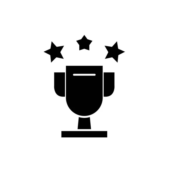 Кубок награды черный значок, векторный знак на изолированном фоне. Концепт-символ кубка, иллюстрация — стоковый вектор