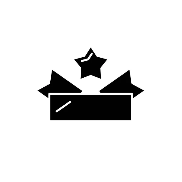 Emblema ícone preto, sinal de vetor em fundo isolado. Símbolo do conceito do emblema, ilustração —  Vetores de Stock