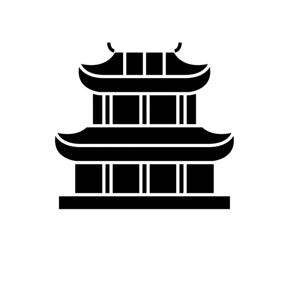 Ícone preto Pagoda, sinal vetorial em fundo isolado. Símbolo de conceito de pagode, ilustração —  Vetores de Stock