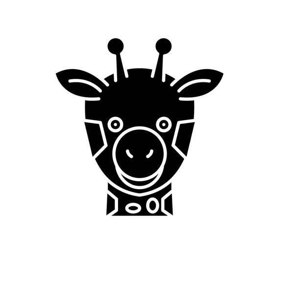 Ícone preto girafa engraçado, sinal de vetor em fundo isolado. Símbolo engraçado do conceito da girafa, ilustração —  Vetores de Stock
