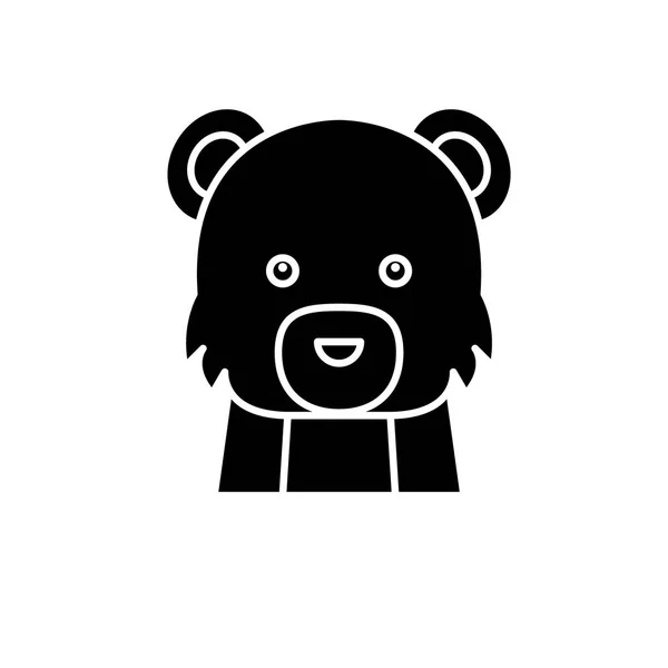 Ícone preto urso engraçado, sinal de vetor em fundo isolado. Símbolo engraçado do conceito do urso, ilustração — Vetor de Stock