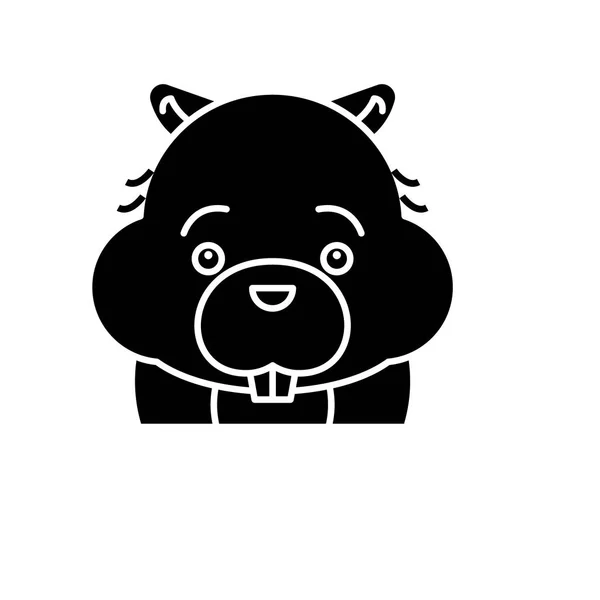 Drôle d'icône noire castor, signe vectoriel sur fond isolé. Symbole drôle de concept de castor, illustration — Image vectorielle