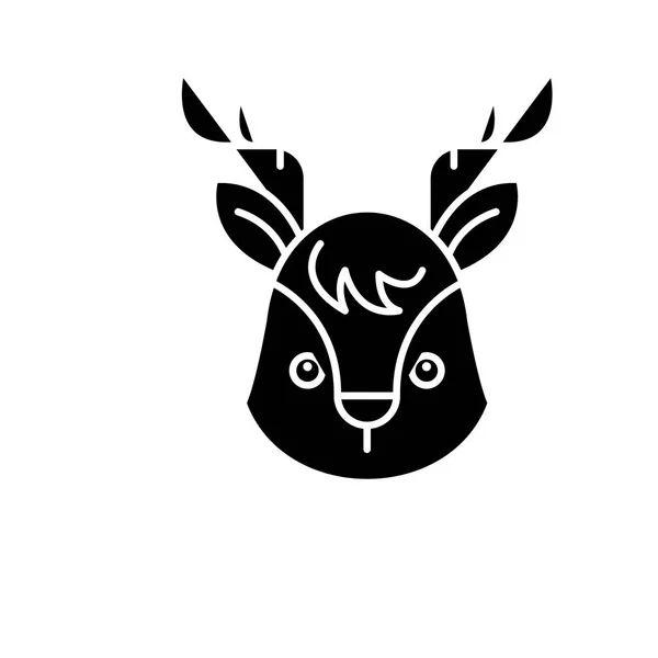 Funny moose black icon, vector sign on isolated background. Funny moose concept symbol, illustration — Stock Vector