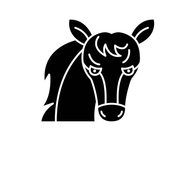 Lustiges Pferd schwarzes Symbol, Vektorzeichen auf isoliertem Hintergrund. lustiges Pferd-Konzept-Symbol, Illustration — Stockvektor