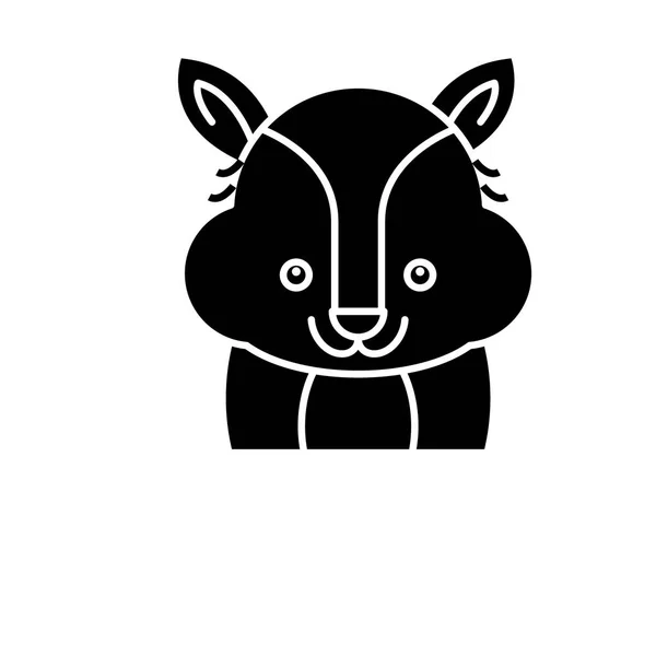 Lustiges Waschbär-schwarzes Symbol, Vektor-Zeichen auf isoliertem Hintergrund. lustiges Waschbär-Konzeptsymbol, Illustration — Stockvektor