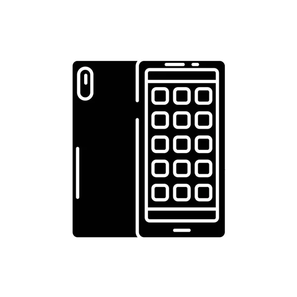 Smartphone applikationer svart ikon, vector tecken på isolerade bakgrund. Smartphone applikationer konceptet symbol, illustration — Stock vektor