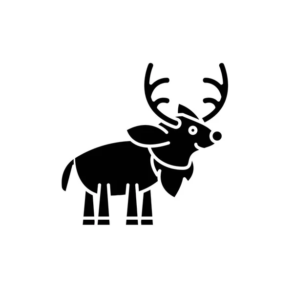 Icona nera di cervo festivo, segno vettoriale su sfondo isolato. Simbolo di concetto di cervo festivo, illustrazione — Vettoriale Stock