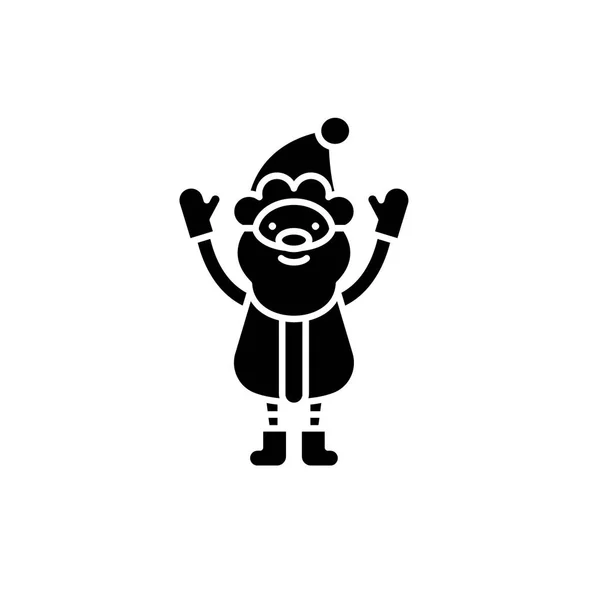 Lindo Santa Claus icono negro, signo de vector sobre fondo aislado. Lindo símbolo concepto de Santa Claus, ilustración — Archivo Imágenes Vectoriales