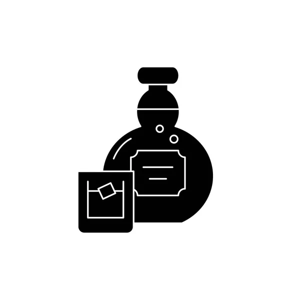 Alcohol icono negro, signo vectorial sobre fondo aislado. Símbolo de concepto de alcohol, ilustración — Vector de stock