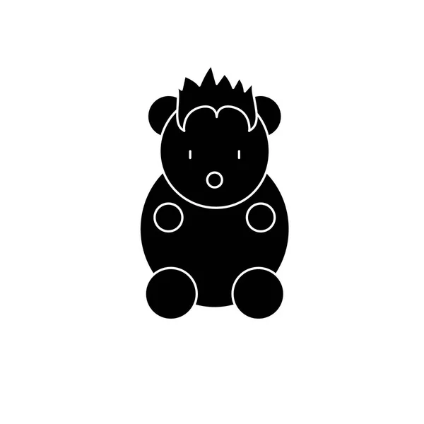 Ícone preto pequeno animal engraçado, sinal de vetor em fundo isolado. Símbolo de conceito animal pequeno engraçado, ilustração — Vetor de Stock