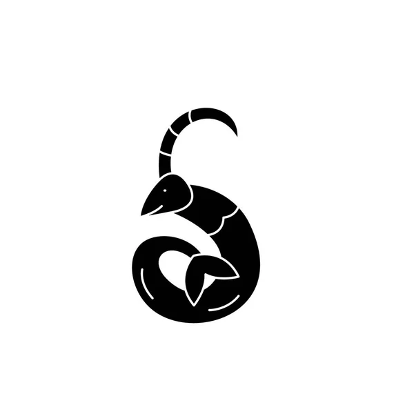 Znak zodiaku Koziorożec czarny ikona, wektor znak, na na białym tle. Symbol Koncepcja znak zodiaku Koziorożec, ilustracja — Wektor stockowy