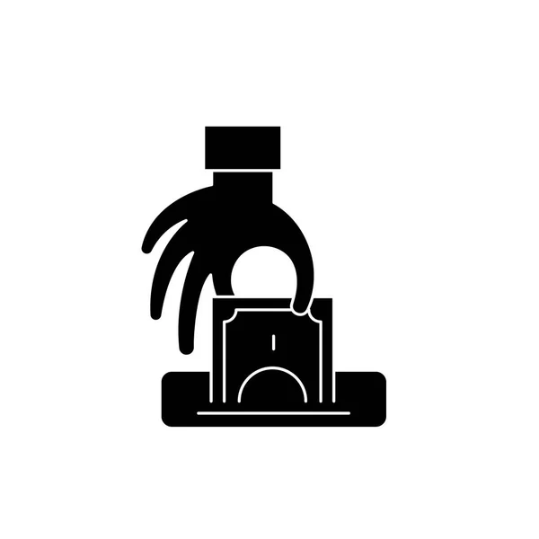 Robo icono negro, signo vectorial sobre fondo aislado. Símbolo de concepto de robo, ilustración — Archivo Imágenes Vectoriales