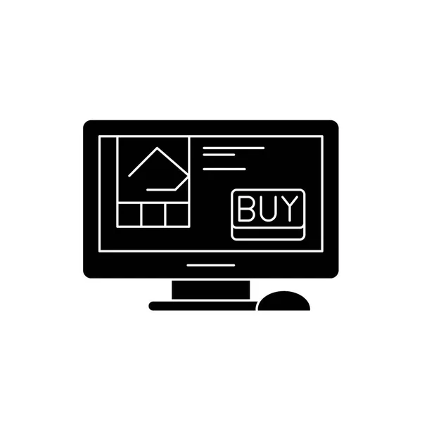 Online retail black icon, segno vettoriale su sfondo isolato. Simbolo del concetto di vendita al dettaglio online, illustrazione — Vettoriale Stock