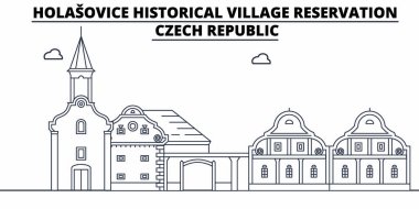 Czech Republic - Holasovice travel famous landmark skyline, panorama vector. Czech Republic - Holasovice linear illustration clipart
