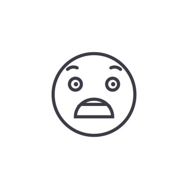 Korkulu Emoji kavramı satır düzenlenebilir vektör, kavram simgesi. Korkulu Emoji kavramı doğrusal duygu illüstrasyon