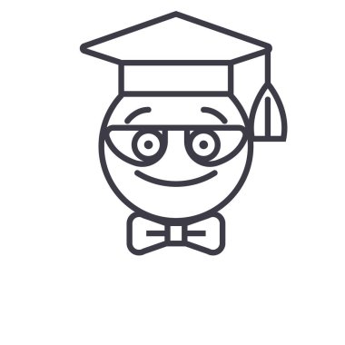 Nerdy Student Emoji concept line editable vector, concept icon. Nerdy Student Emoji concept linear emotion illustration clipart