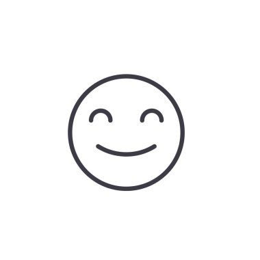 Emoji kavramı satır düzenlenebilir vektör, kavram simgesi gülümseyerek. Gülümseyen Emoji kavramı doğrusal duygu illüstrasyon