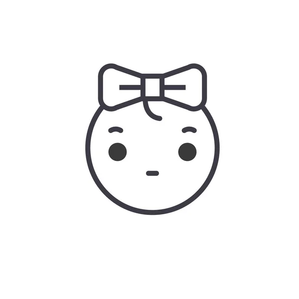 Lindo Girly Emoji concepto de línea editable vector, icono de concepto. Cute Girly Emoji concepto lineal emoción ilustración — Vector de stock