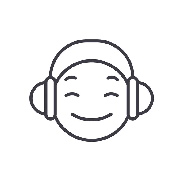 Dj emoji concept line editierbarer Vektor, concept icon. dj emoji konzept lineare emotionsillustration — Stockvektor