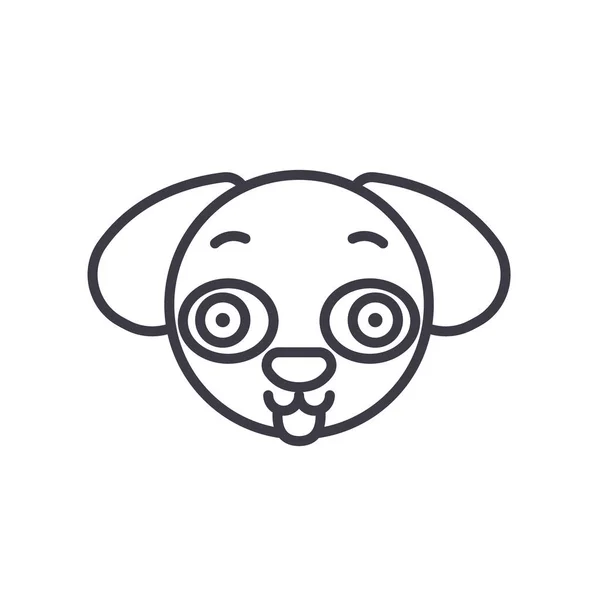 Linea concettuale Doggy Emoji vettore modificabile, icona concettuale. Doggy Emoji concetto lineare emozione illustrazione — Vettoriale Stock
