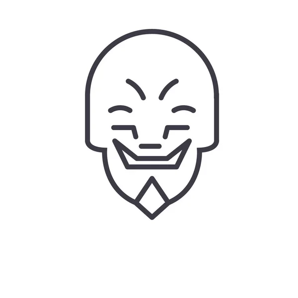 Grimassen Maske emoji Konzept Linie editierbare Vektor, Konzept-Symbol. Grimassen-Emoji-Konzept lineare Emotion-Illustration — Stockvektor