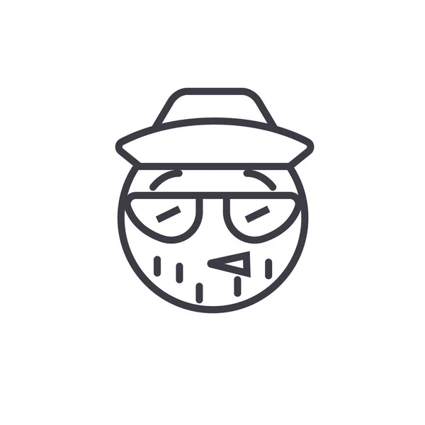 Hipster emoji concept line editierbarer Vektor, concept icon. Hipster Emoji Konzept lineare Emotion Illustration — Stockvektor