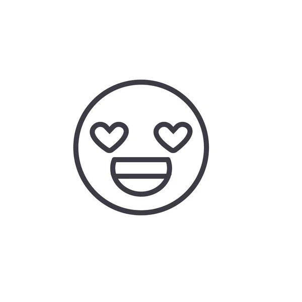 Kocham Ciebie Emoji koncepcja linia edytowalny wektor, ikona koncepcja. Kocham Cię Emoji koncepcja liniowej emocja ilustracja — Wektor stockowy