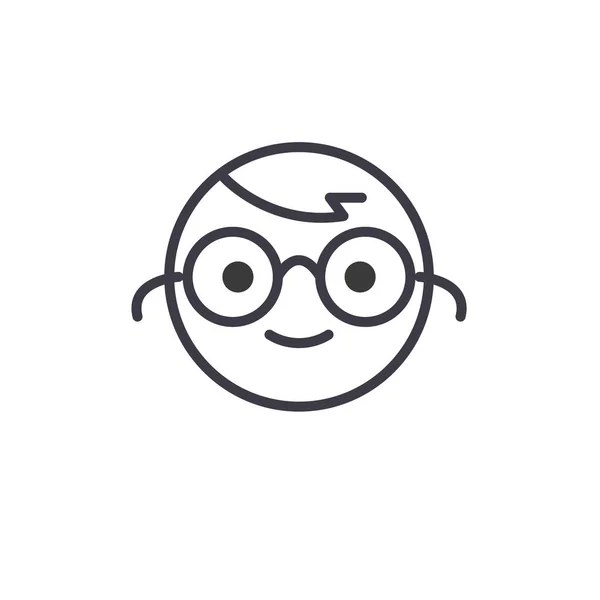 Linea concettuale Nerdy Emoji vettore modificabile, icona concettuale. Nerdy Emoji concetto lineare emozione illustrazione — Vettoriale Stock