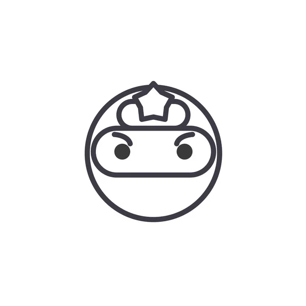 Ninja Emoji kavramı satır düzenlenebilir vektör, kavram simgesi. Ninja Emoji kavramı doğrusal duygu illüstrasyon — Stok Vektör
