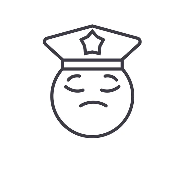 Politieagent Emoji concept lijn bewerkbare vector, concept pictogram. Politieagent Emoji concept lineaire emotie illustratie — Stockvector