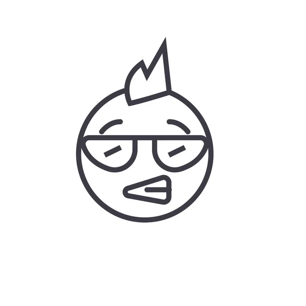 Punk Emoji concept lijn bewerkbare vector, concept pictogram. Punk Emoji concept lineaire emotie illustratie — Stockvector