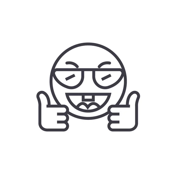 Mostrando Ok Emoji conceito linha vetor editável, ícone conceito. Mostrando Ok Emoji conceito linear emoção ilustração —  Vetores de Stock