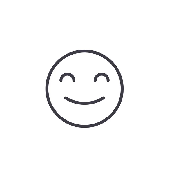 Sorrindo Emoji conceito linha vetor editável, ícone conceito. Emoji sorridente conceito emoção linear ilustração —  Vetores de Stock