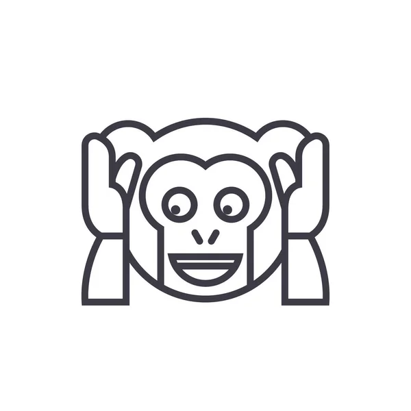 Speak No Evil Emoji concept line editable vector, concept icon. Speak No Evil Emoji concept linear emotion illustration — Stock Vector
