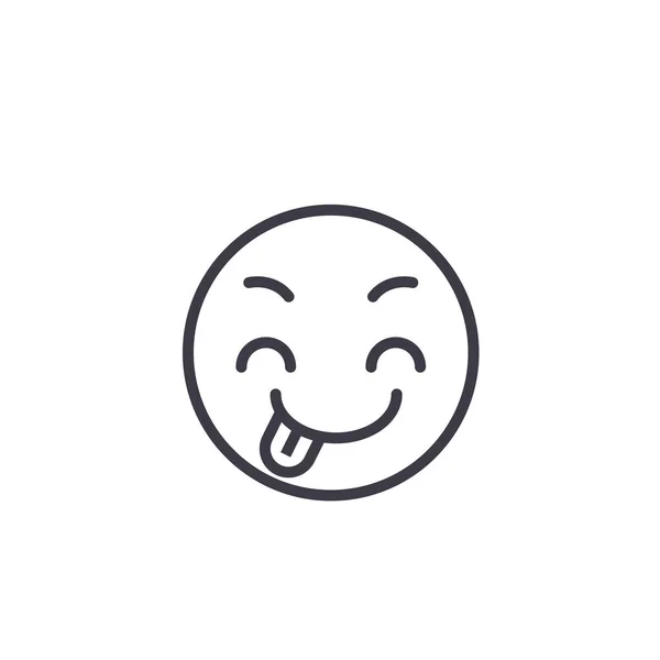 Tricky Emoji concept line editable vector, concept icon. Tricky Emoji concept linear emotion illustration — Stock Vector