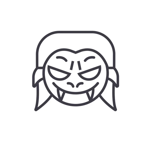 Vampir emoji concept line editierbarer Vektor, concept icon. Vampir-Emoji-Konzept lineare Emotionsillustration — Stockvektor