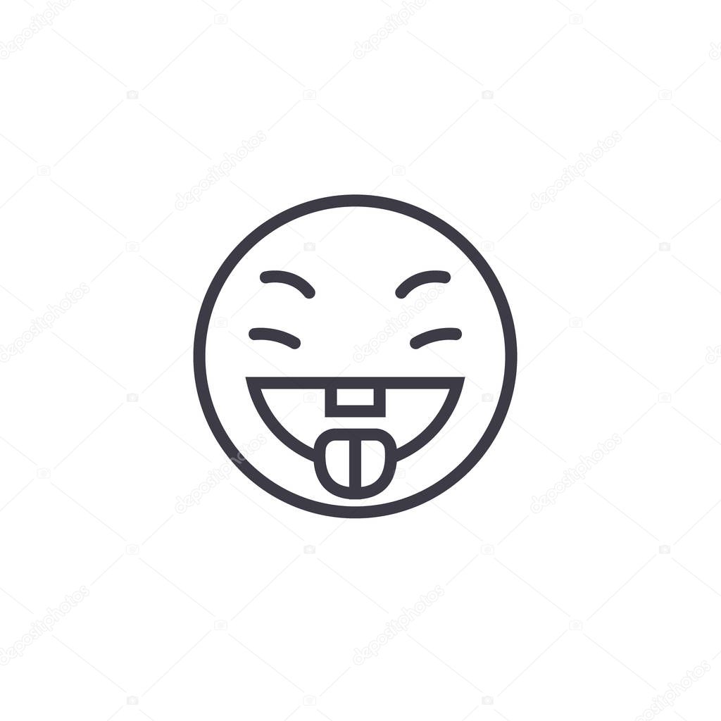Savoring Food Emoji concept line editable vector, concept icon. Savoring Food Emoji concept linear emotion illustration