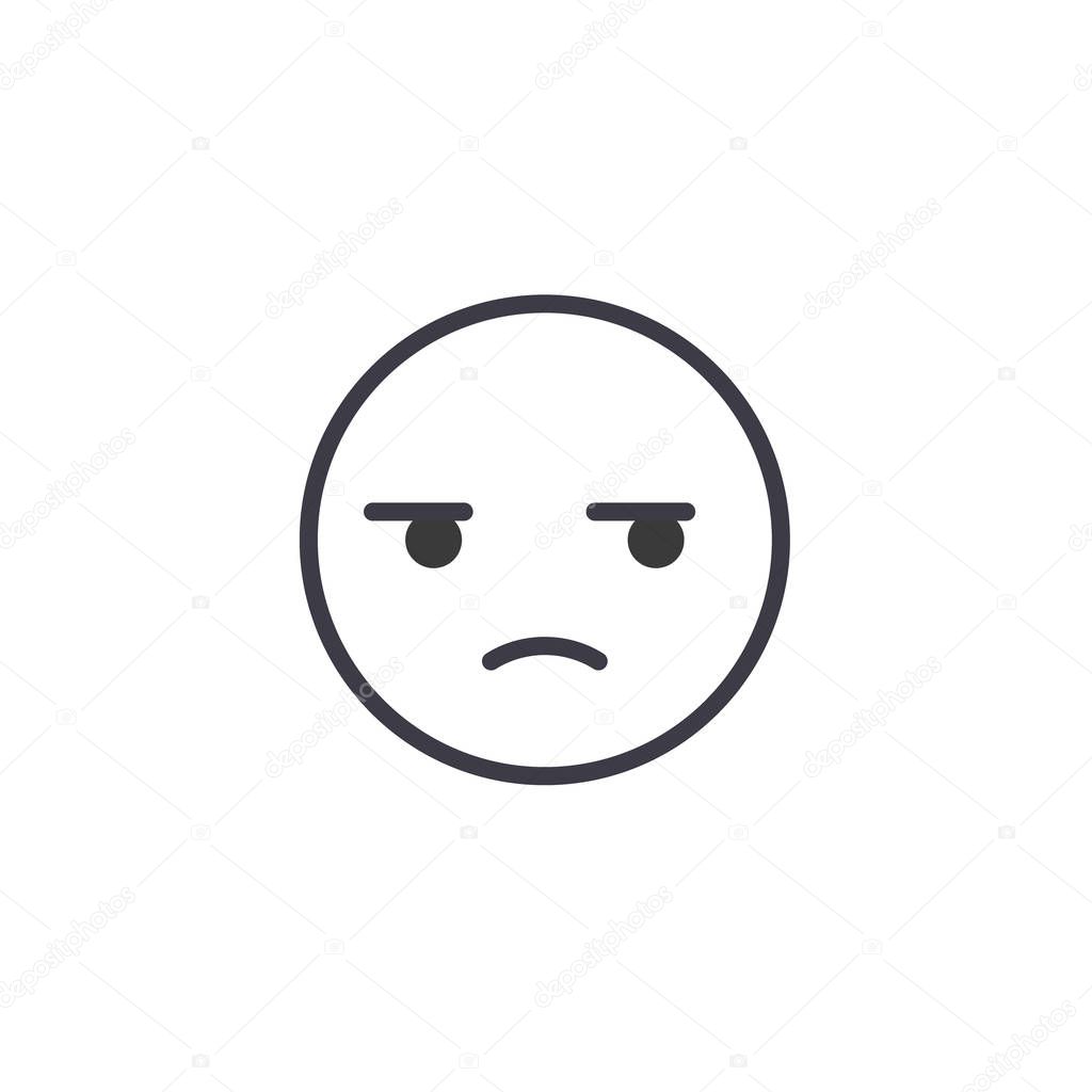 Suspicious Emoji concept line editable vector, concept icon. Suspicious Emoji concept linear emotion illustration