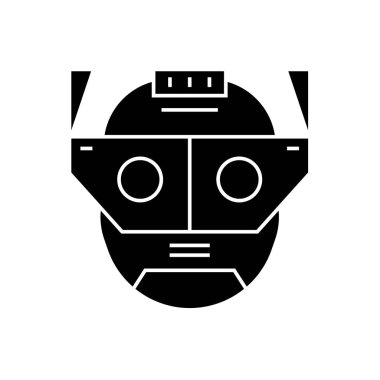 Büyütme kafa vektör kavramı simge siyah. Büyütme kafa düz illüstrasyon işareti