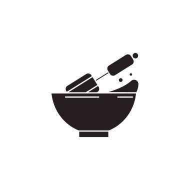 Yumurta siyah vektör kavramı simge dayak. Yumurta düz illüstrasyon, oturum dövmeye