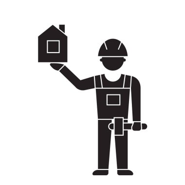 Kuş evini maker siyah vektör kavramı simge. Kuş evini maker düz illüstrasyon, işareti