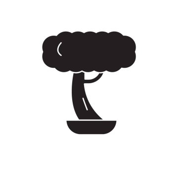 Bonsai siyah vektör kavramı simge. Bonsai düz illüstrasyon işareti