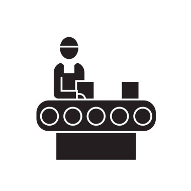 Tuğla sanayi siyah vektör kavramı simge. Tuğla Sanayi düz illüstrasyon, işareti