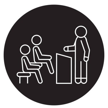 İş öğretim görevlisi siyah vektör kavramı simge. İş öğretim görevlisi düz illüstrasyon, işareti