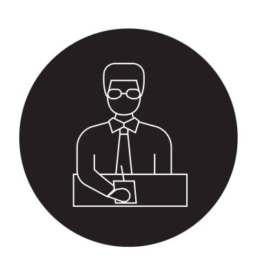 İşadamı Yöneticisi siyah vektör kavramı simgesi. İşadamı Yöneticisi düz illüstrasyon, işareti