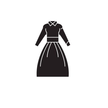 Ülke elbise siyah vektör kavramı simge. Ülke elbise düz illüstrasyon, işareti