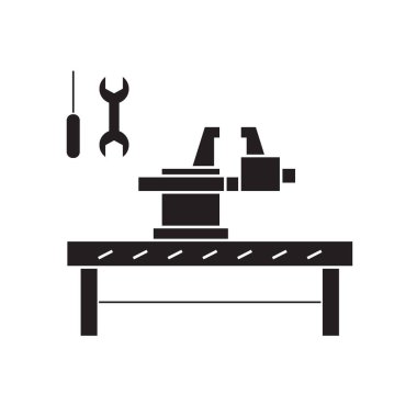 Usta studio siyah vektör kavramı simgesini. Usta stüdyo düz illüstrasyon, işareti