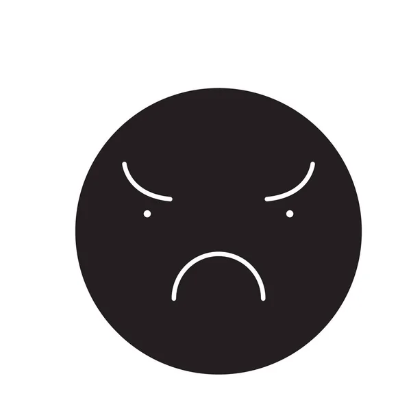 Angry emoji black vector concept icon. Angry emoji flat illustration, sign — Stock Vector