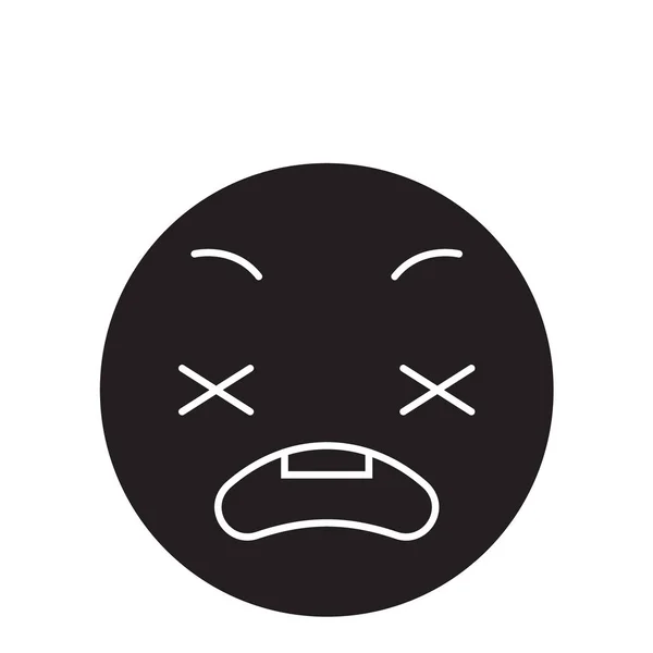 Тревожная иконка черного вектора эмодзи. Тревожная плоская иллюстрация смайликов, знак — стоковый вектор