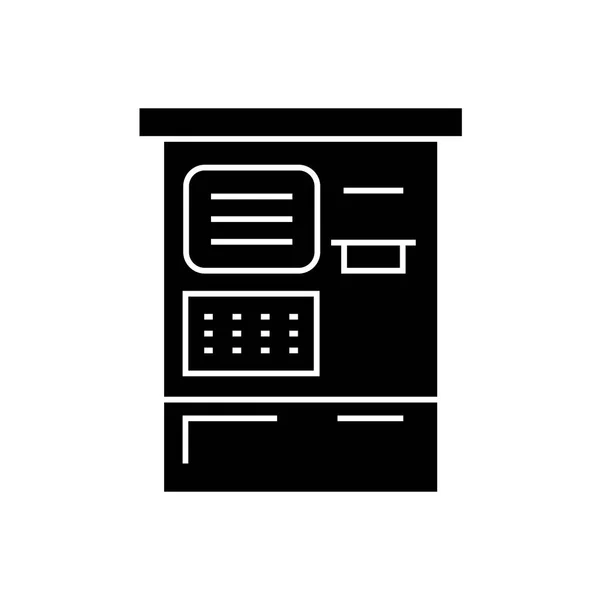 Icône concept vectoriel noir de la machine ATM. Machine Atm illustration plate, signe — Image vectorielle
